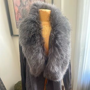 New! Lush Gray Faux Fur Ribbed Cardigan Sweater S